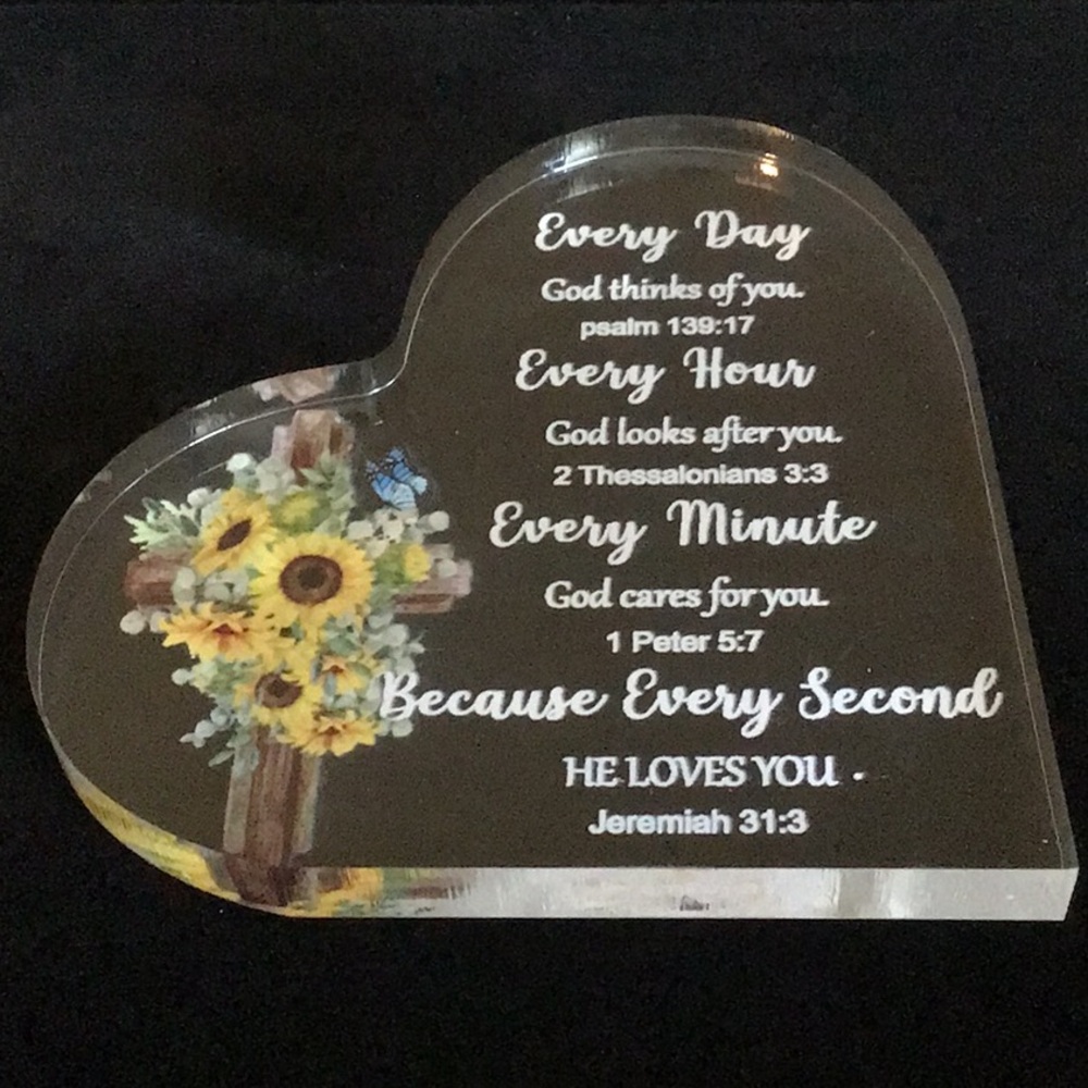 Heart Shaped Scripture Acrylic New Approximate Measurements 4 x 4 x 0.5 …